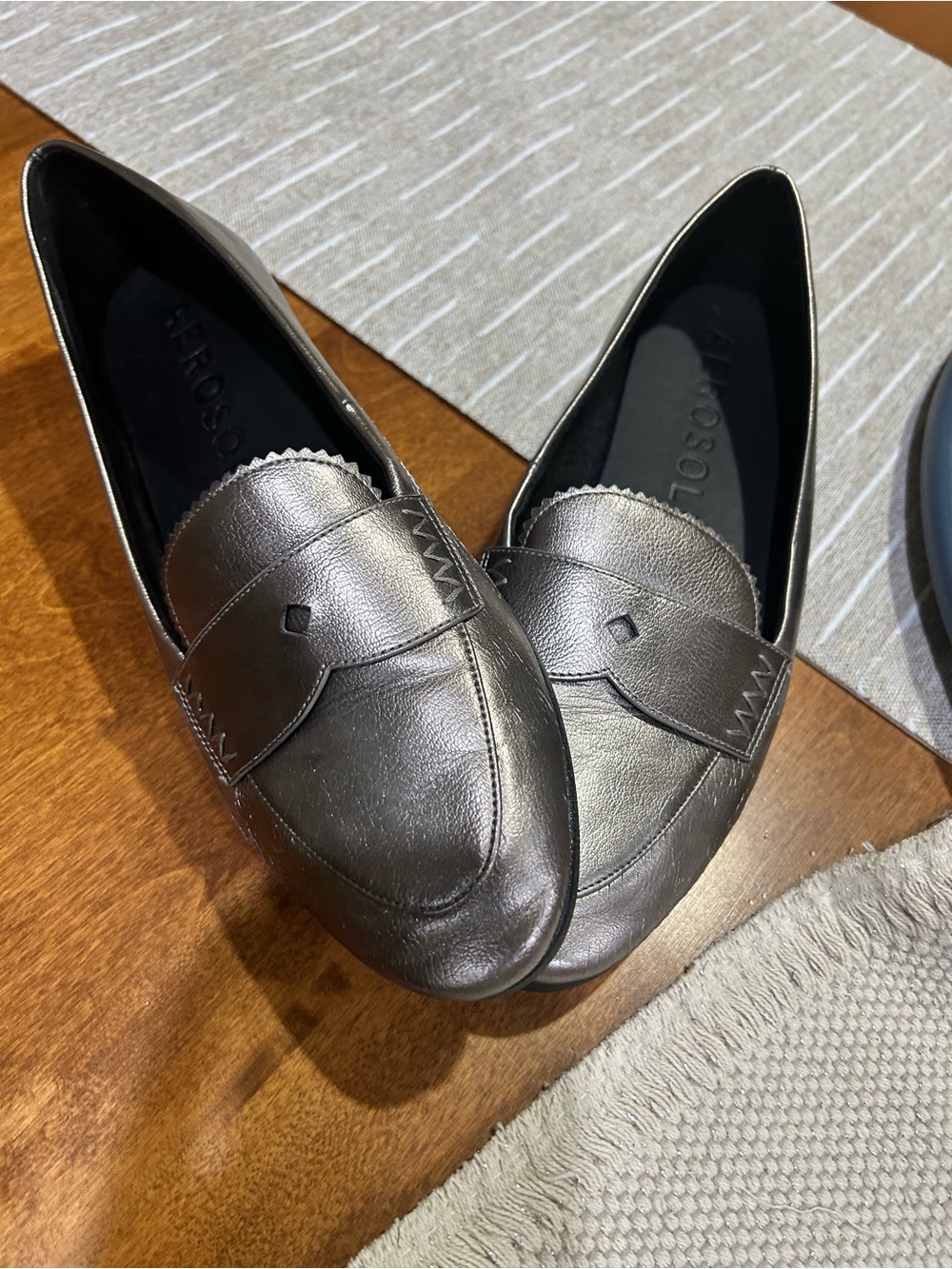AEROSOLES Metallic Bronze Slip-On Loafers